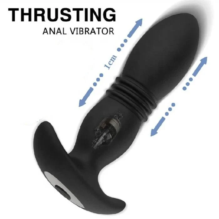 12-Frequency Thrusting Anal Vibrator for Men & Women Silicone Butt Plug for Prostate Massage