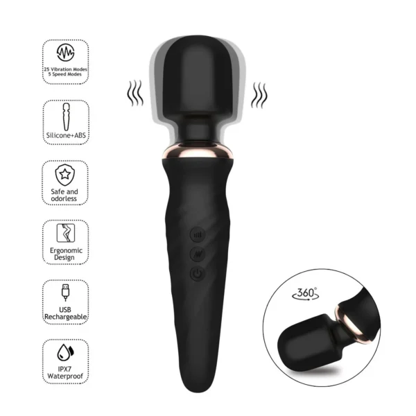 25 Modes Women Handheld Wand Massager Vibrator Sex High Quality Big AV Vibrator