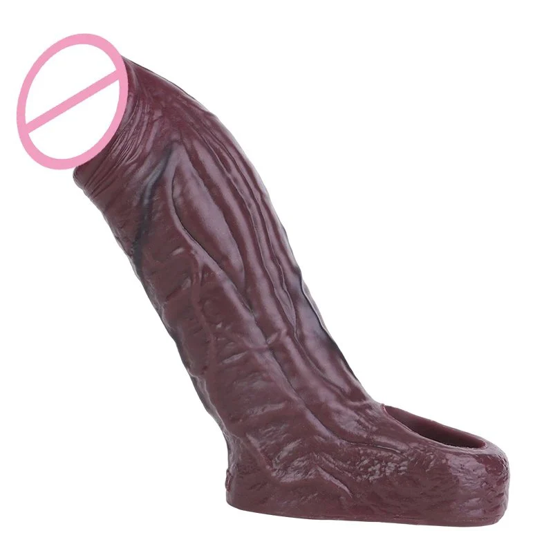 Adult Realistic Penis Sleeve Thick Cock Sleeve Closed Head Silicone Dildo Sheath Penis Enlargement Sex Toys for Men