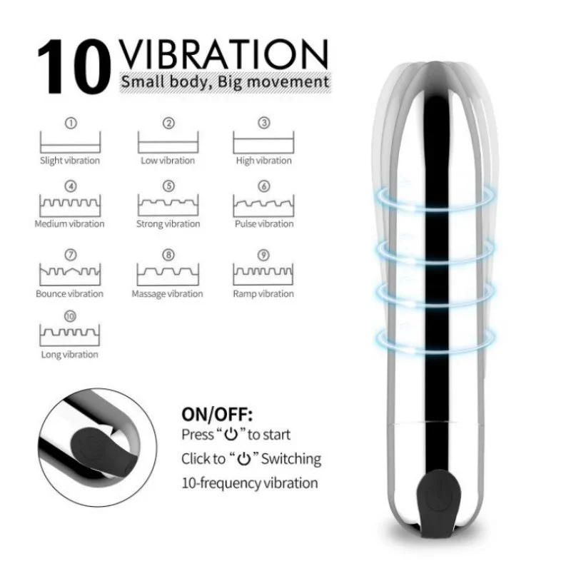 10-Mode Bullet Anal Plug Vibrator for Men and Women Sex Toy