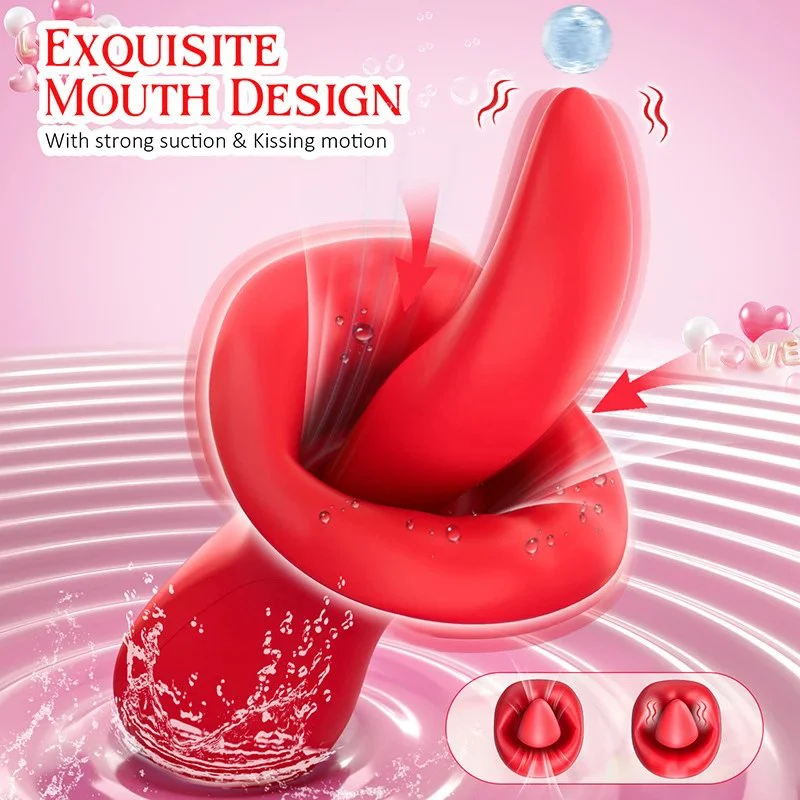 10-Speed Realistic Tongue Licking Rose Vibrators Sex Toys