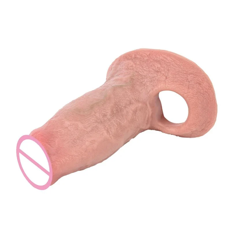Double Opening Simulation Skin Color Male Penis Extender Safe Soft Silicone Material Two Colors to Choose From Dildo Cover
