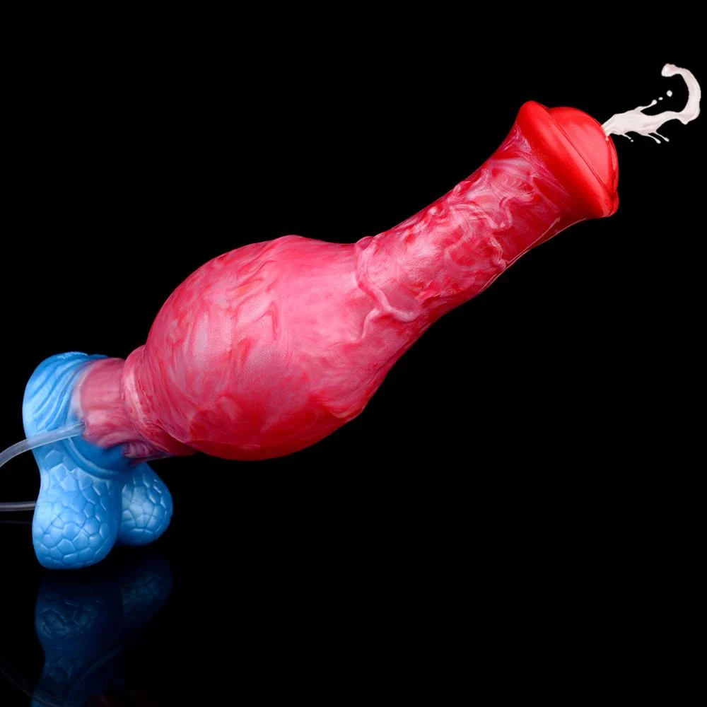 9.6 Inch Silicone Fantasy Orgasm Squirting Horse Dildo Butt Plug Inflatable Ejaculation Adult Game for Pleasure