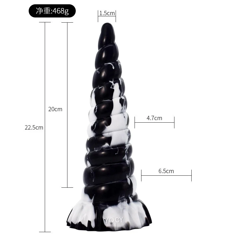 22.5cm Tower Shape Anal Plug High Quality Liquid Silicon Anal Plug with Sucker
