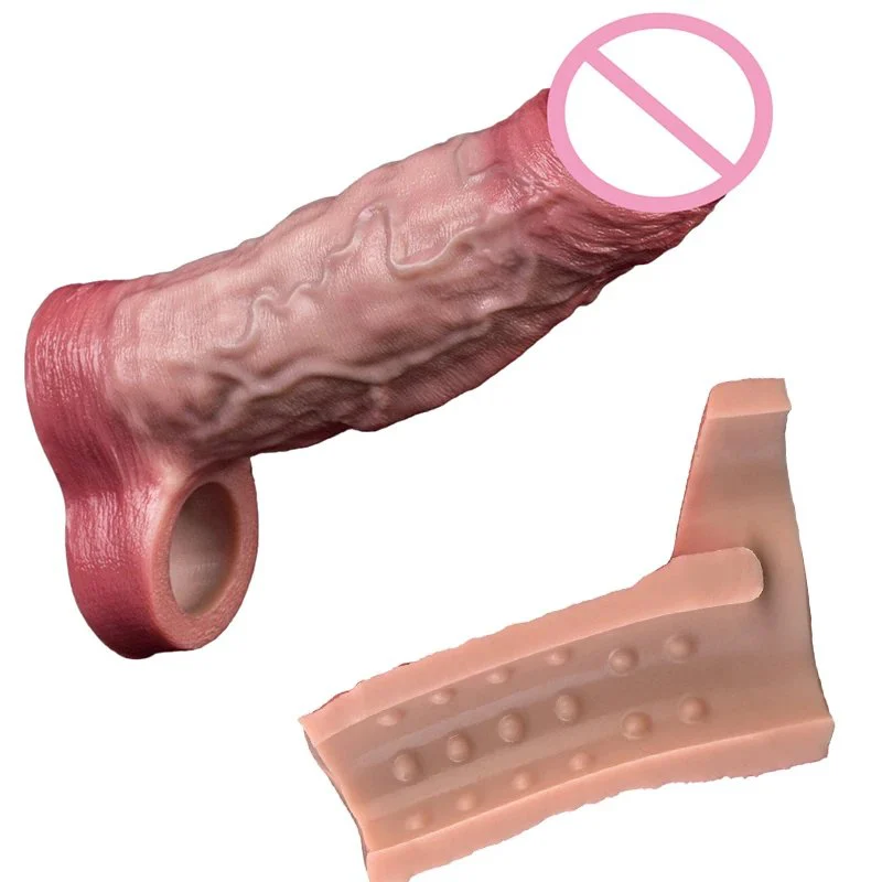 Easy to Wear Male Penis Sleeve Simulation Skin Color Penis Extender Made of Medical Silicone Material Suitable for Men