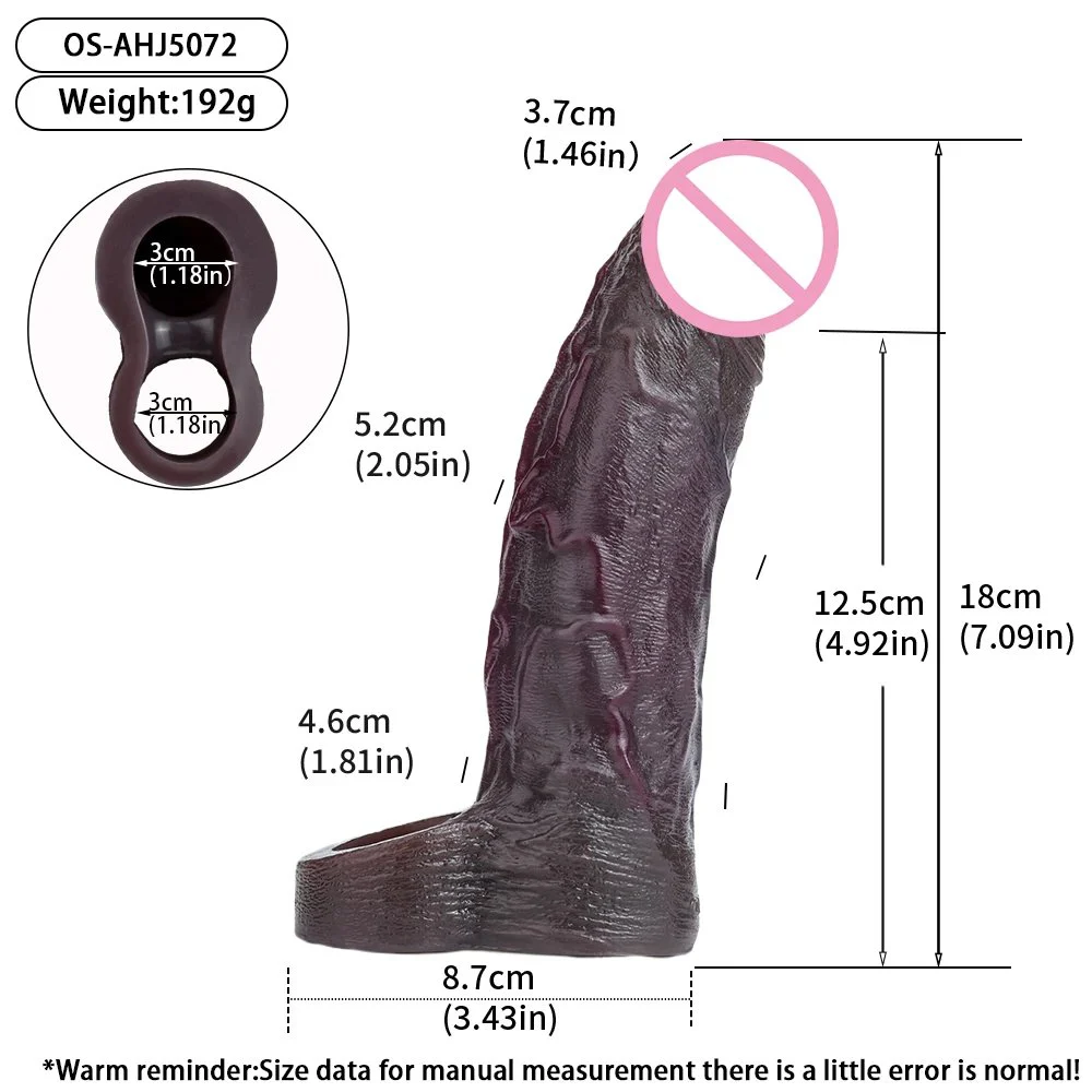 Close Head Penis Sleeve Realistic Cock Ring Dildo Sheath Sex Toy for Men Cock Enlargement Silicone Male Masturbation Couple