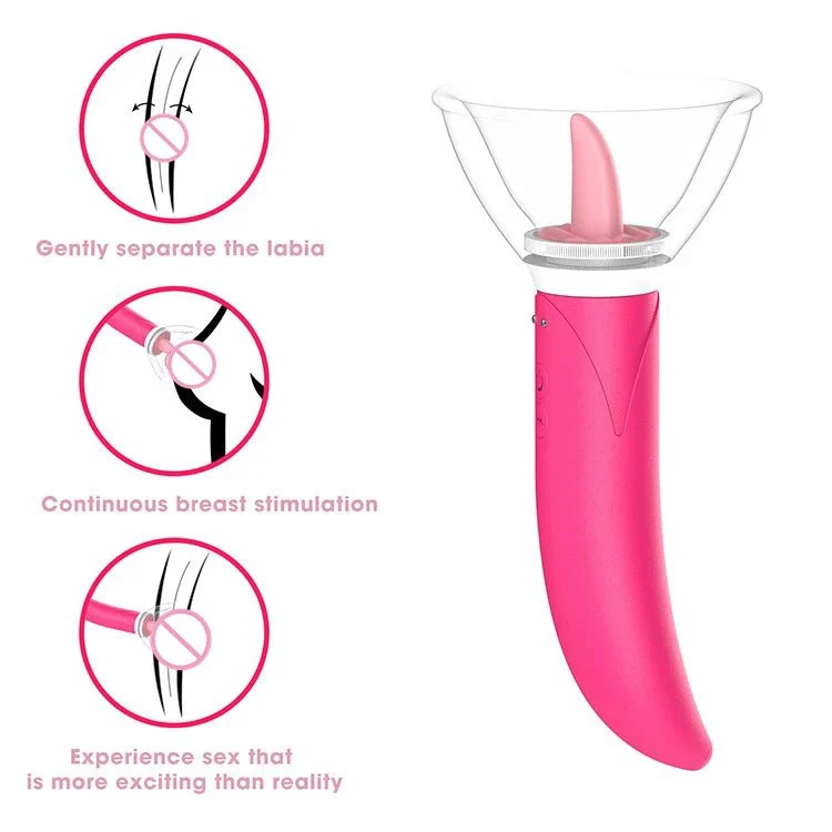 10 Modes Rechargeable Realistic Tongue Shaped Breast Clitoral Sucking Licking Tongue Vibrator Sex