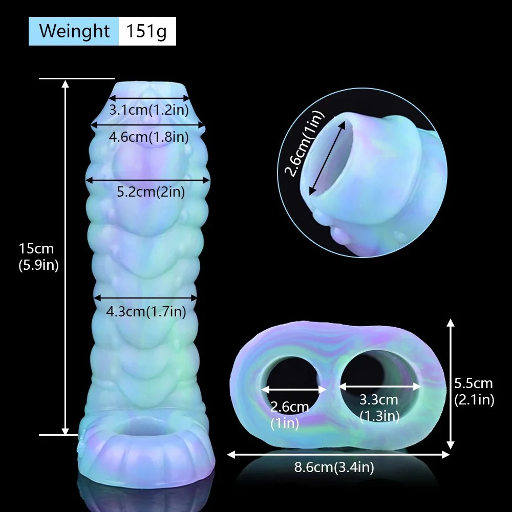Dragon Penis Sleeve with Soft Silicone Extendable Male for Enlargement Dildo Fantasy Sex Toy for Enhanced Pleasure Luminous