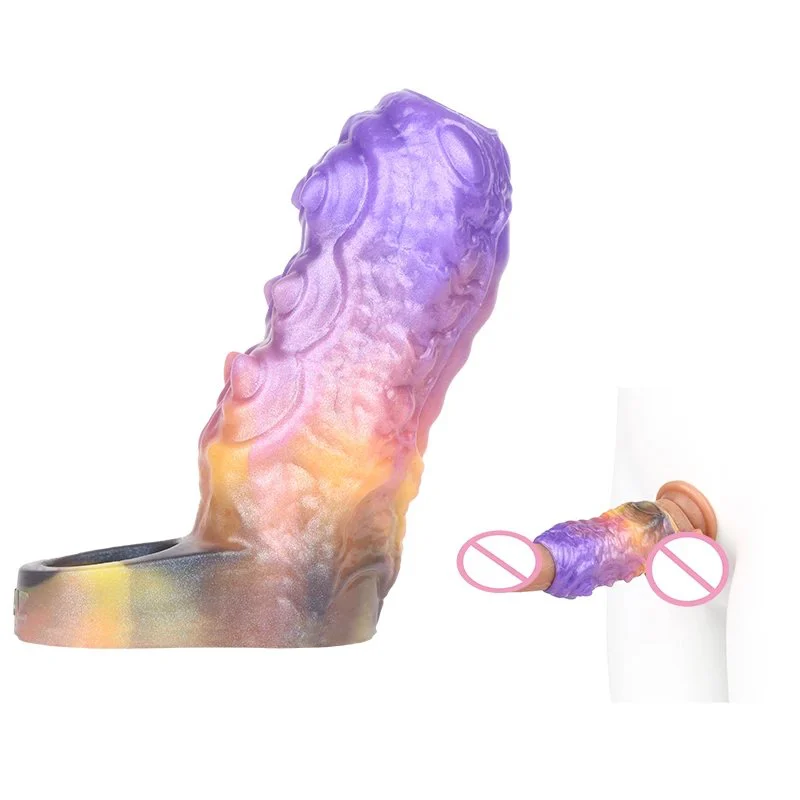 133g Silicone High Elasticity & Ultra-thin Fantasy Male Cock Sleeves with Cock Ring Penis Enlargement Delay Ejaculation Sex Toy