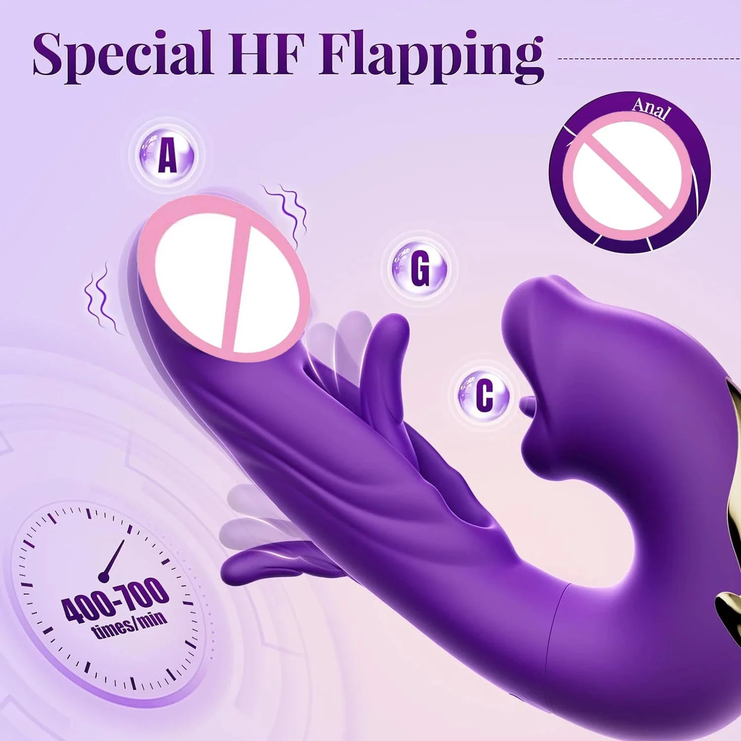 3 in 1 Female USB Powered Vibrator 7-Frequency G-Spot Masturbation Snap-On Mouth Flap Tongue