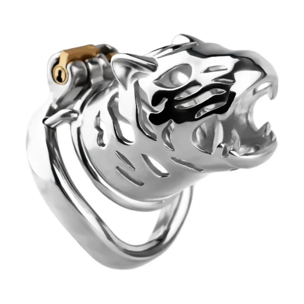 37 Extended Tiger Head Chastity Lock Stainless Steel Chastity Lock Anti-masturbation Penis Bondage Tool