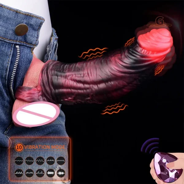 Animal Silicone Vibrating Penis Sleeve Cock Ring,Penis Ring Vibrator, Penis Extender for Penis Testicles G Spot Stimulation