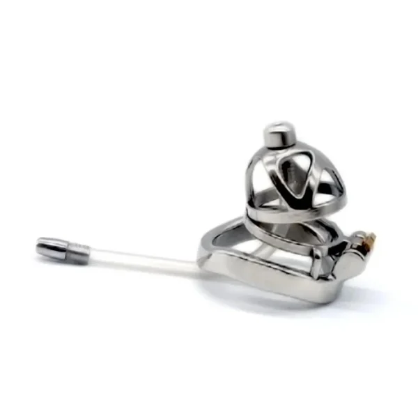 51mm 304 Stainless Steel Male Chastity Device with Catheter Sm Sex Toys Penis Cage with Keyholder Curved Ring Chastity Cage