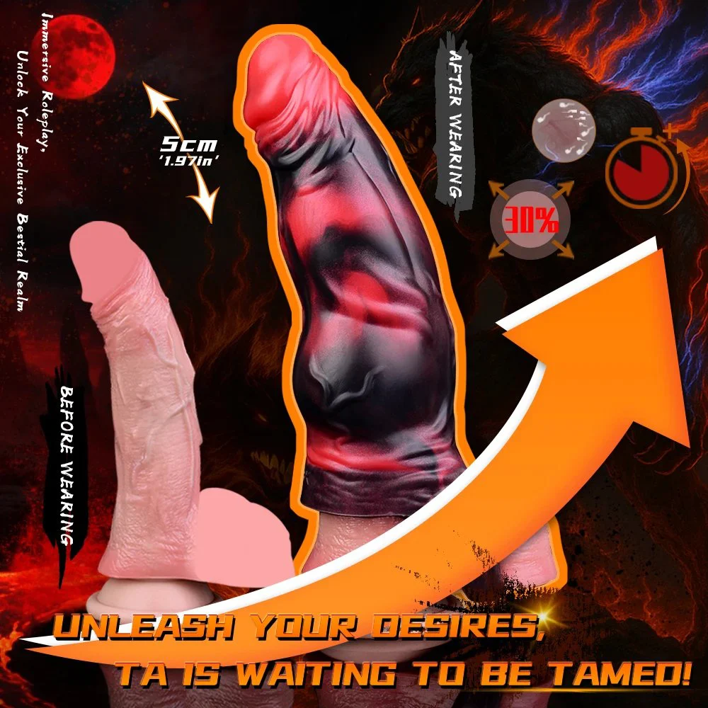 Big Knot Dog Penis Sleeve Vibrator Male Sex Toys for Penis Extender with 10 Vibration Modes Penis Enlarger Thickening for Mens