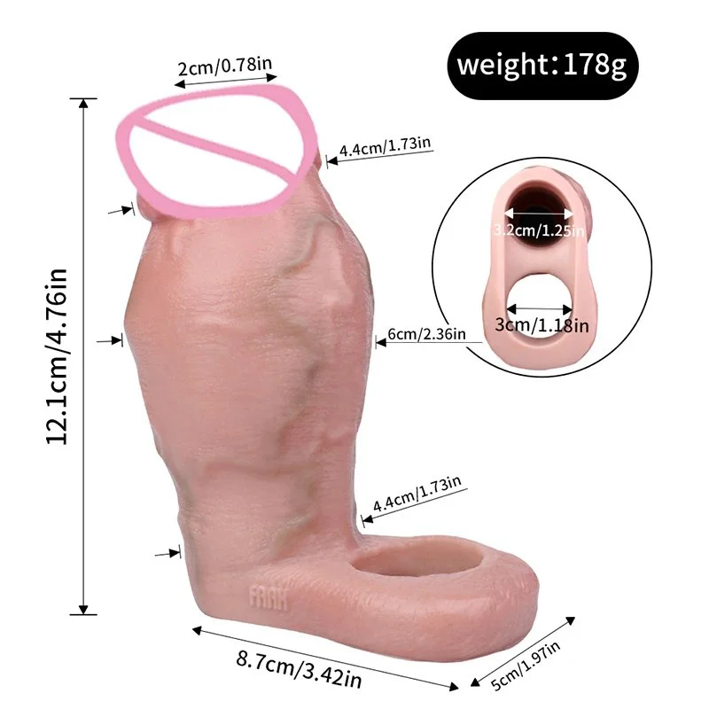 7 Styles Liquid Silicone Hollow Dildo Male Penis Enlarge Sleeve for Men Delay Ejaculation Sex Toys Male Cock Cover Product