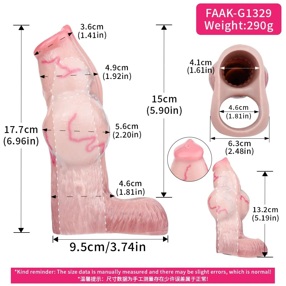 6.97in Dog Knot Male Penis Extender Secure Fit with Realistic Feel Medical-Grade Silicone 2 Sizes Available
