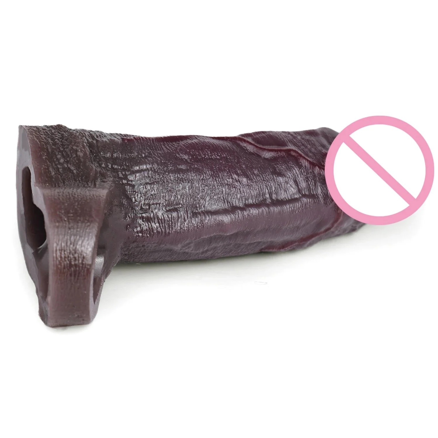 7.68in Male Silicone Penis Extender Easy-to-Clean Platinum Silicone Adult Toy Black Knight Series Penis Sleeve