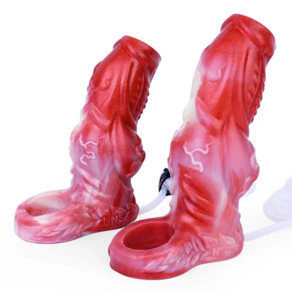 Delay Ejaculation Adult Sex Toys, Ejaculating Penis Enlargement Sheath,Fantasy Squirting Animal Penis Sleeve Knot Dog Dildo