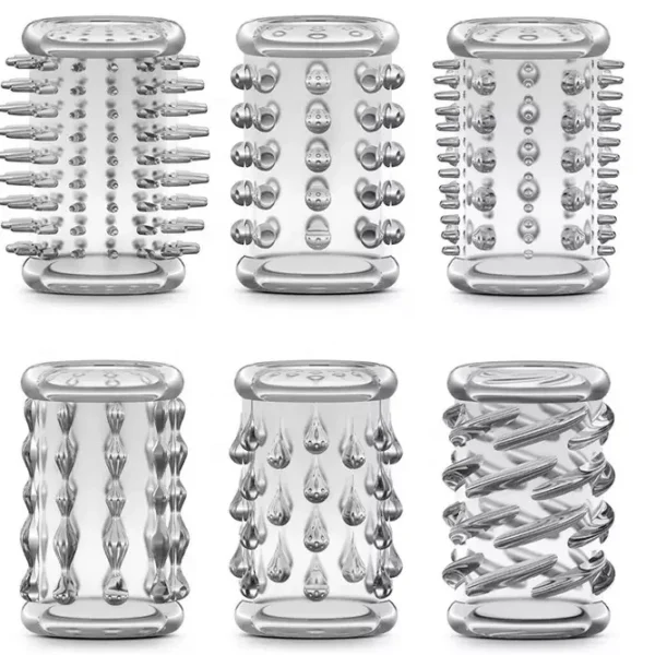 Finger Sleeve Cock Rings Set of 6 Penis Sleeves Sex Toys for Men