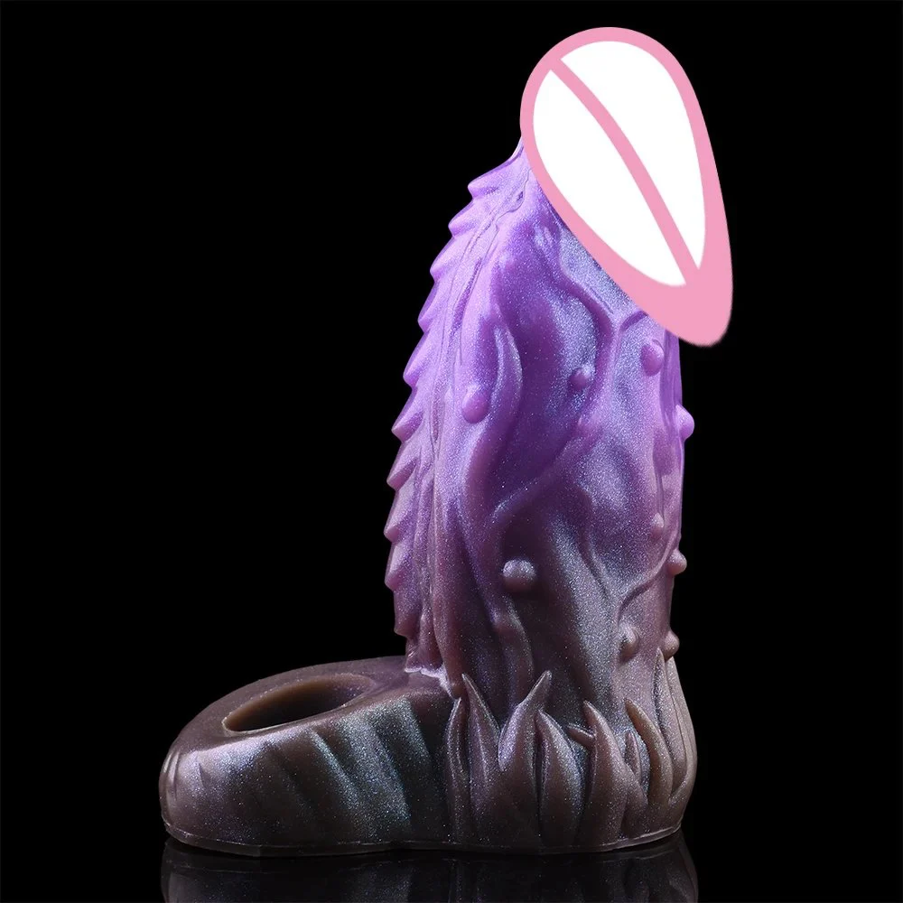 Fantasy Penis Sleeve with Soft Silicone Purple Amber Dildo Sleeve for Men Cock Enhancer
