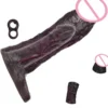 Black Penis Extender Silicone Soft Cock Ring Cock Sheath for Men Delay Ejaculation Reusable Condom Sex Toy for Couple