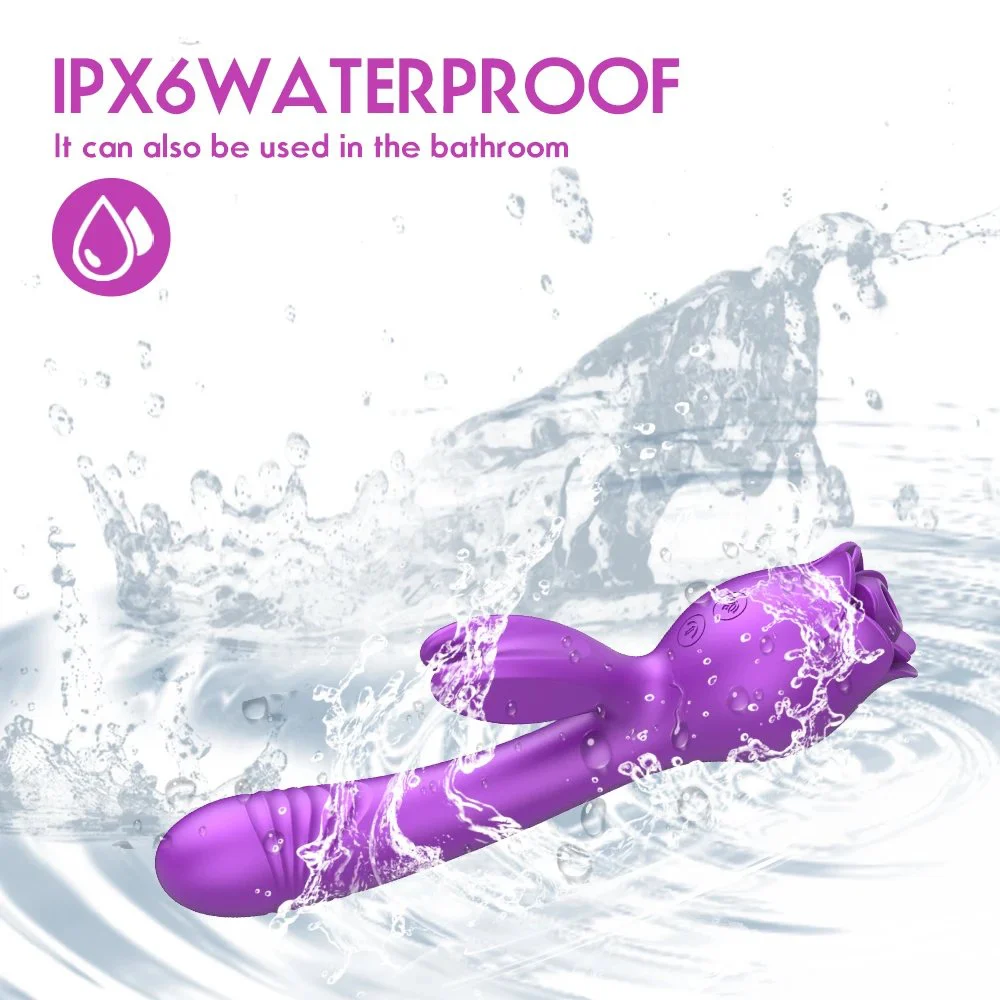 3 in 1 Sucking Telescoping Vibration G Spot Vaginal Clit Stimulator Rose Wand Rabbit Vibrator Women Sex Toys