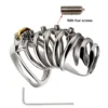 Alternative Toy Medium Metal Bird Cage Curved Male Chastity Device with Four Screws Prostate Stimulation