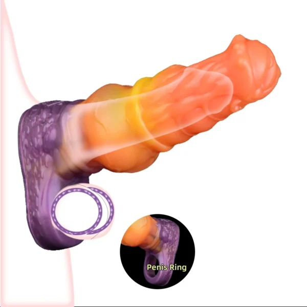 Liquid Silicone Penis Sheath Dick Ring Lifelike Horse Dildo Penis Holster for Male Cock Enlargement Sex Toys for Men Adult