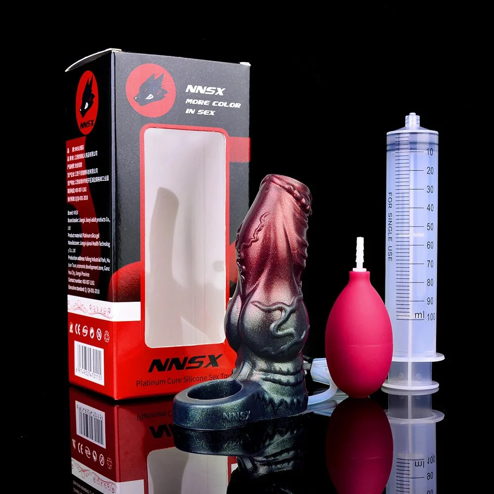 Double Knot Penis Sleeve for Delay Ejaculation,Ejaculating Penis Sleeve Animal Cock Ring Extender Enlargement for Couple