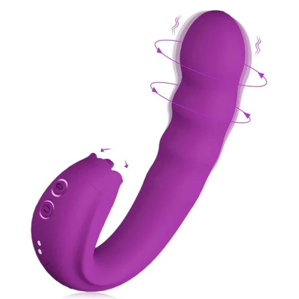 2 in 1 Multi Frequency Vibrating Thrusting Dildo for Women Masturbating G-spot Breast Clitoral Licking Tongue Vibrator