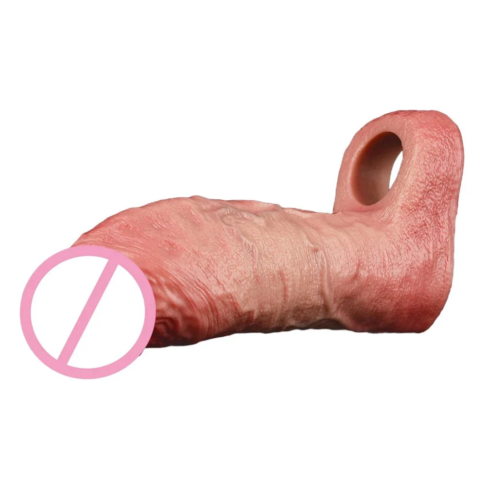 Liquid Silicone Penis Sleeve Real Skin Feeling Penis Enlargement Flirting Tool Suitable for Couples Sex Toys