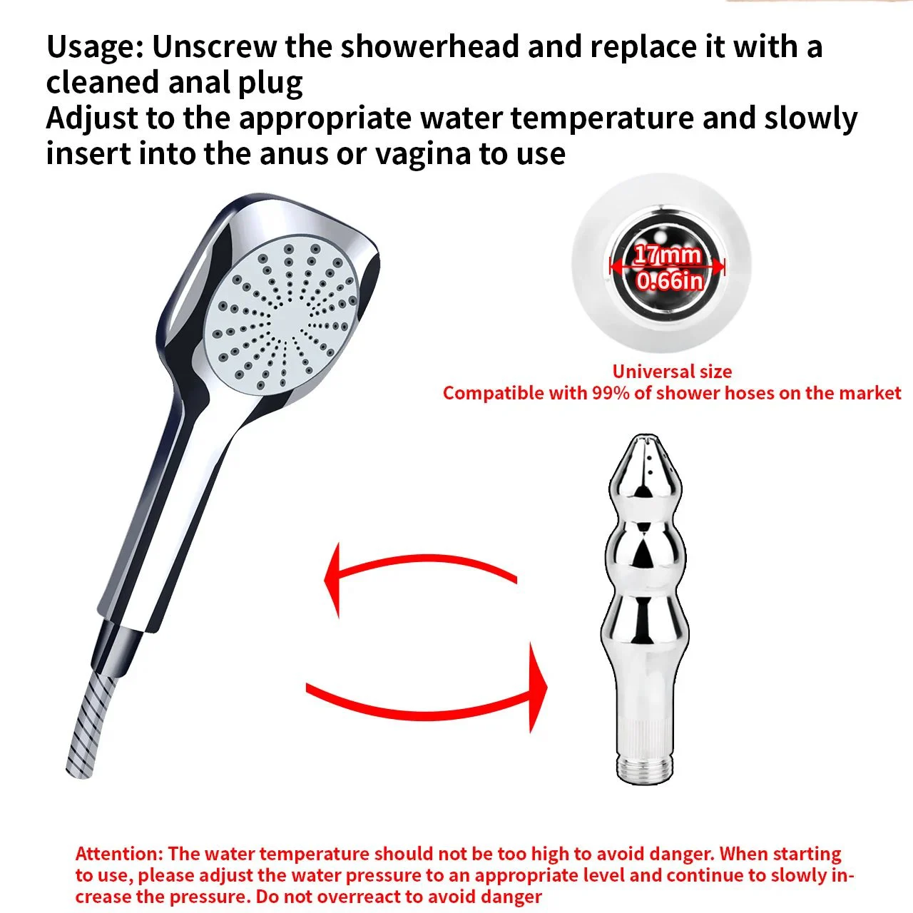 Adult Metal Anal Sprinkler Shower Clean Body Man Woman Washer Spray Gun Head Anal Vagina Clean Shower for Gay