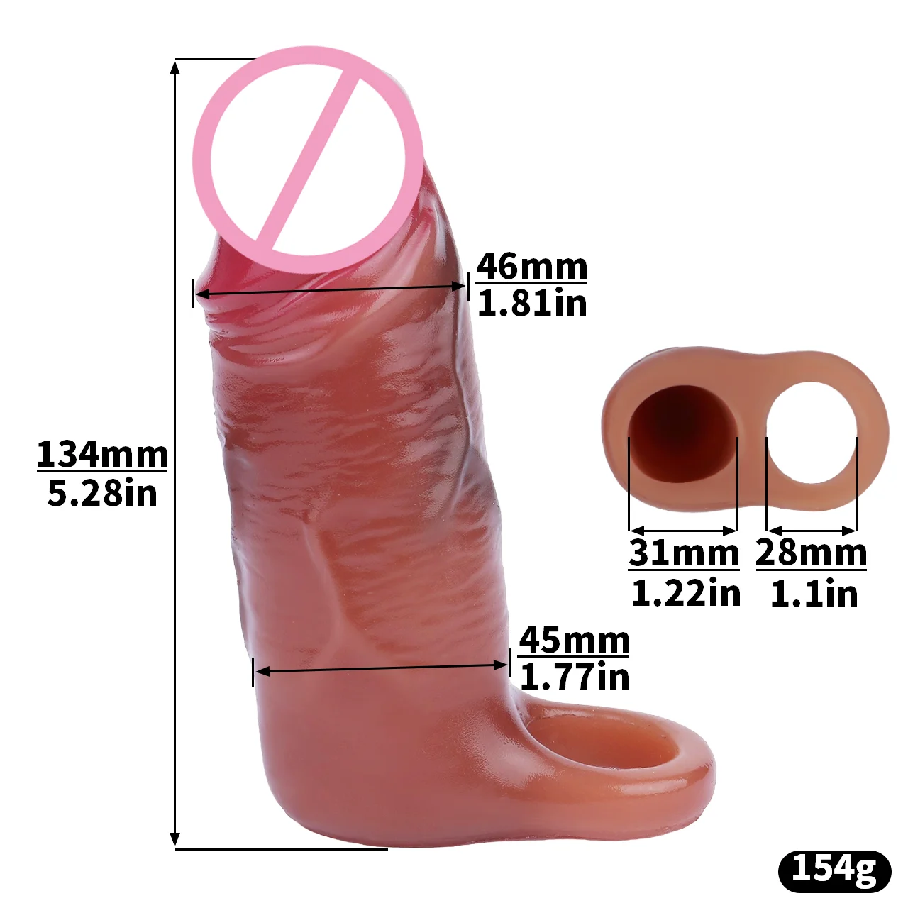 5.2-in Platinum Liquid Silicone Dildo Sheath Larger Stronger More Comfortable a Different Feeling Sex Toy for Man Woman