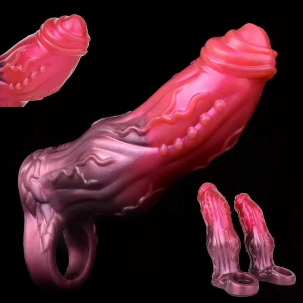 Enlarger 5.9CM Dog Knot Sheath Silicone Penis Sleeve Delay Ejaculation Penis Cover Dildo Extender Anal Sex Toys for Men