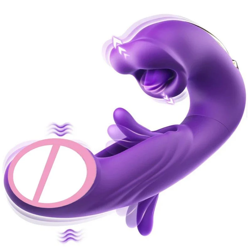 3 in 1 Female USB Power Supply Vibrator 7-Frequency G-Spot Masturbation Snap Trade Mouth Flap Tongue
