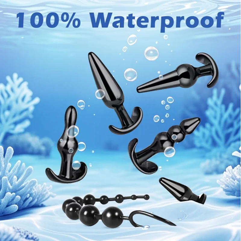 6-Piece ABS Anal Butt Plug & Dilator Set 100% Waterproof Anal Massager for Men and Women