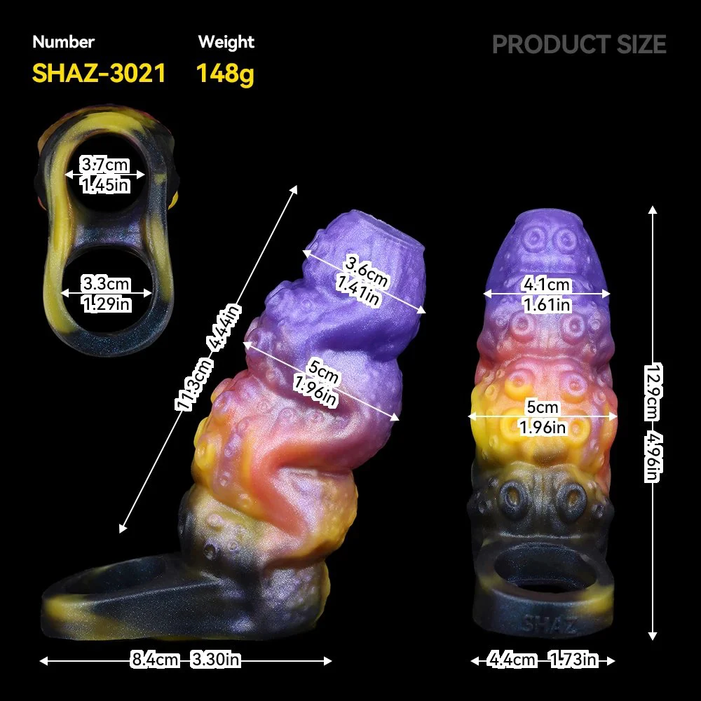 Double Opening Fantasy Series Male Penis Extender Liquid Silicone Penis Condom Effective Enlargement