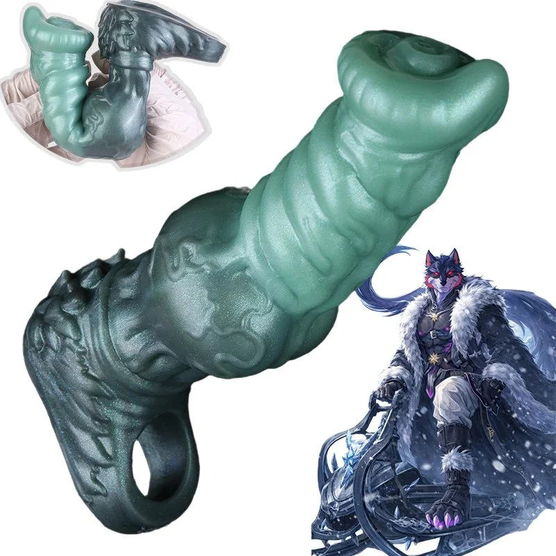 Fantasy Knot Penis Sleeve, Silicone Semen Lock Ring Delay Ejaculating Reusable Comdon Sex Toy for Couples