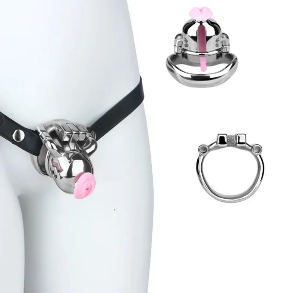 Catheter + Anti-Detachment Ring Male Chastity Erotic Toys Stainless Steel Metal Penis Chastity Cage Easy to Carry Penis Lock