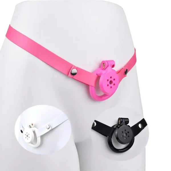 Chastity Cage for Men Strap on with Bondage Belt Sissy Cage Male Chastity Devices Flat Chastity Cage Lock Device