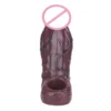 Closed Brown Thick Penis Sleeve With Anti-drop Silicone Dildo Extender Sex Toys for Couples Adult Men