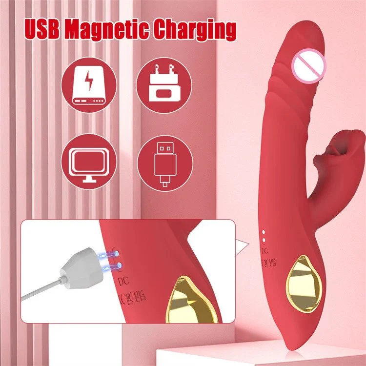 3 in 1 G Spot Tongue Licking Clitoral Stimulator Thrusting Dildo Vibrator Sex Toys for Women