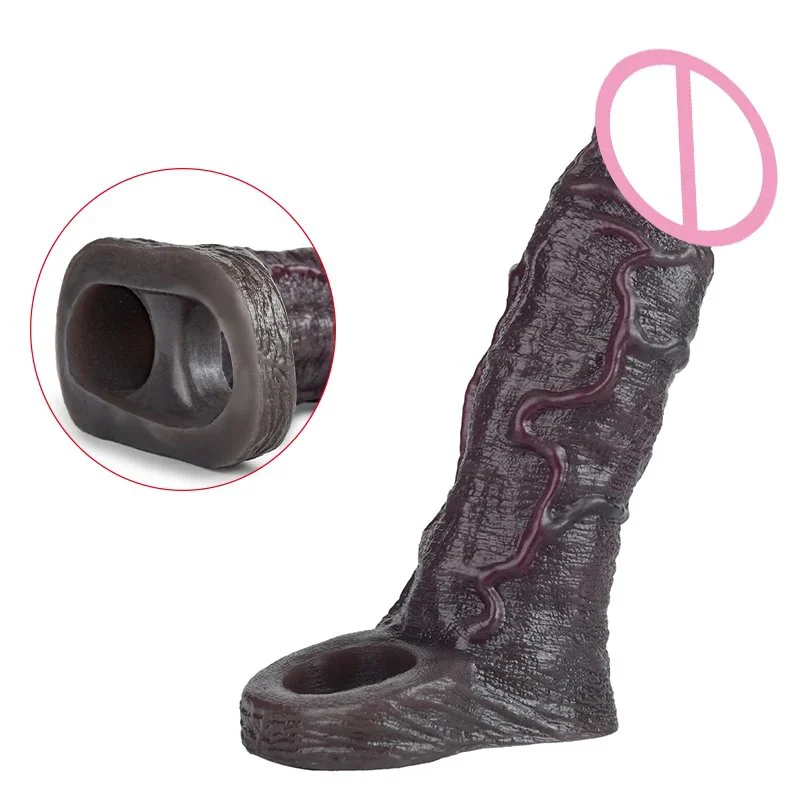 7.36in Closed-End Penis Sleeve Drop-Shippable Silicone Male Enhancement Penis Extender Female-Friendly Couples' Sex Toy