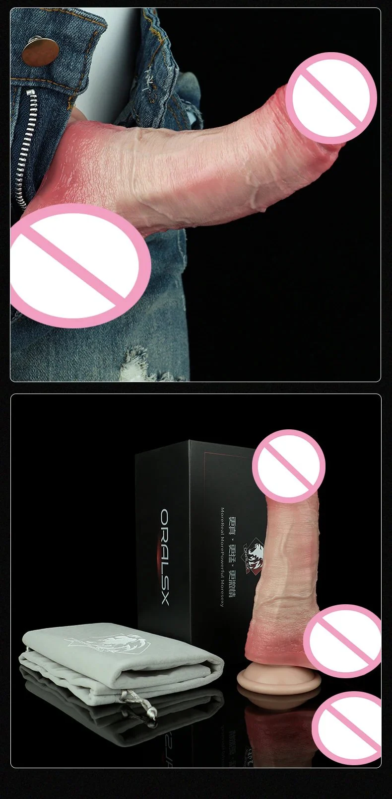 Adult Sex Toy That Simulate Skin Color Realistic Experience of Male Penis Sleeve Soft Penis Cover with Double Process