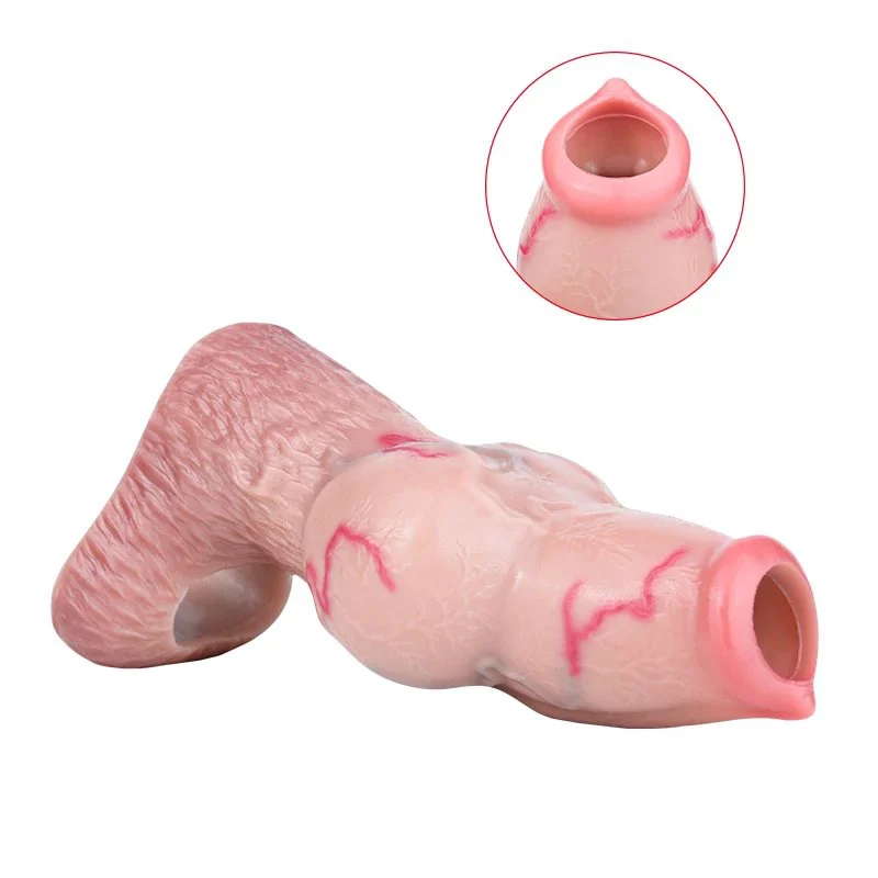6.97in Dog Knot Male Penis Extender Secure Fit with Realistic Feel Medical-Grade Silicone 2 Sizes Available
