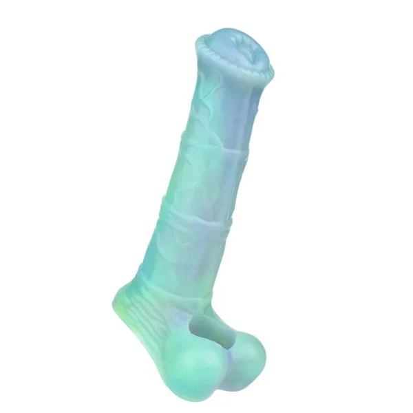 Luminous Lotus Color Realistic Penis Sleeve Extender Soft Silicone Cock Sleeve Dick Enlargement Delay Ejaculation Sex Toys