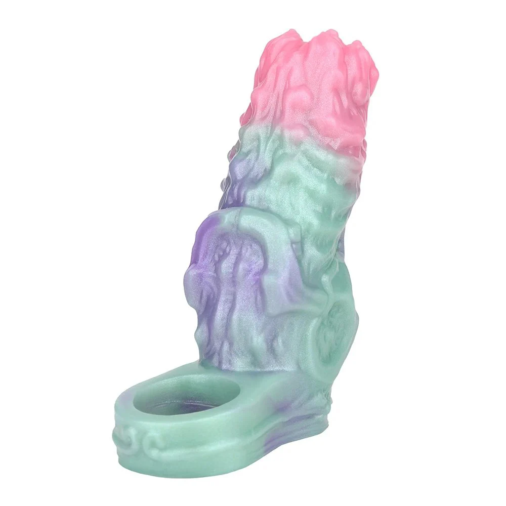 Male Penis Extender Fantasy Monster Dildo Galactic Charm Soft Silicone Open Penis Enlargement Sleeve Sex Toy
