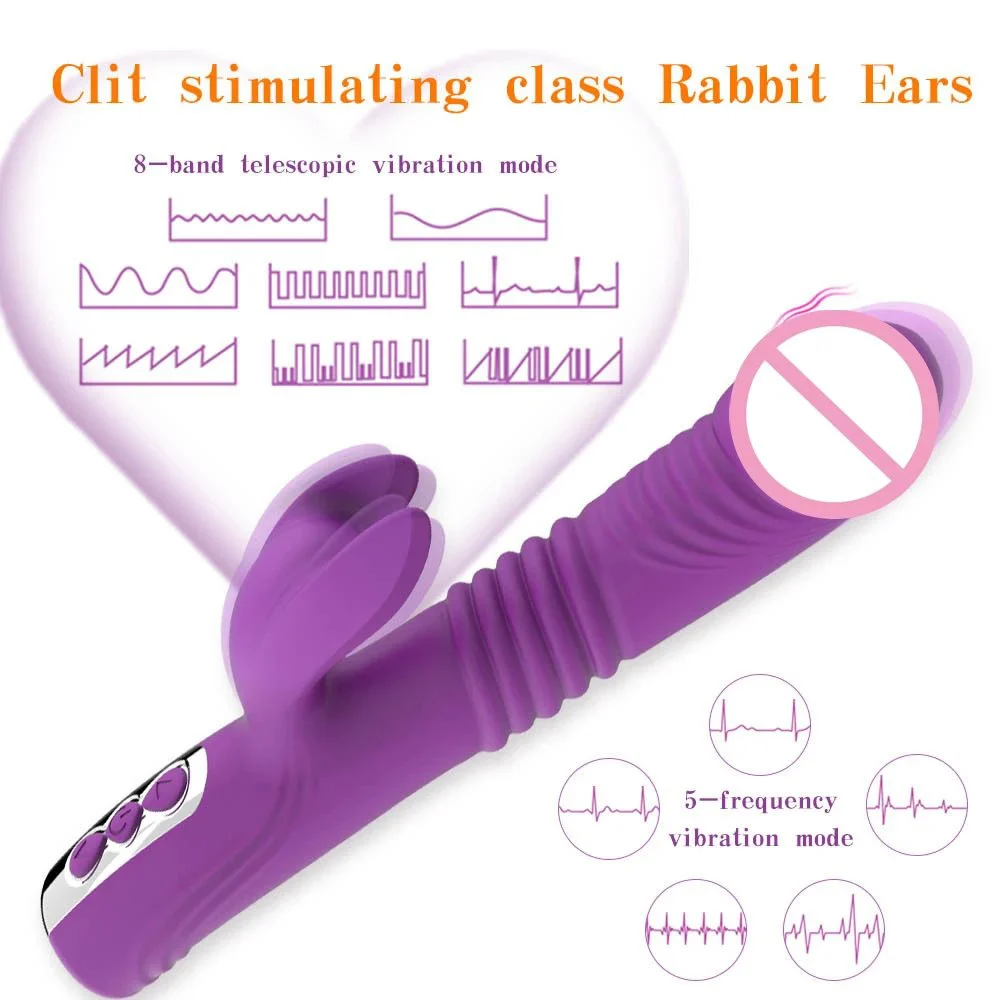 8 Modes Thrusting Vibrator 5 Frequency Vibrating Massager Women Telescopic Sex Toy Rabbit Vibrators