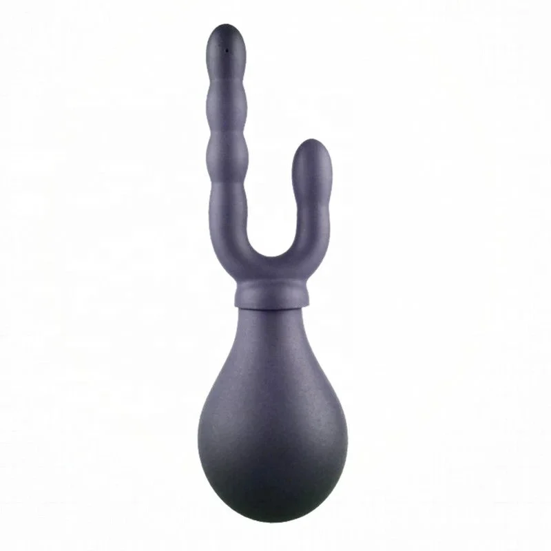 Anal and Vagina Double Heads Enema Bulb Straight Plug-in Sex Shower Anal Cleaner