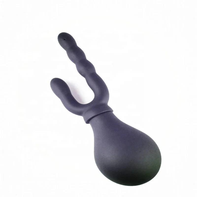Anal and Vagina Double Heads Enema Bulb Straight Plug-in Sex Shower Anal Cleaner